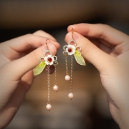 2025 New Long - style Pearl Tassel Earrings for Women. These pure silver drop earrings feature an ancient - style design.