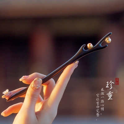 Ancient Chinese Style Elegant Freshwater Pearl Hair Stick for Women Girls Classical Wooden Hairpin Chinese Hair Accessories Jewelry