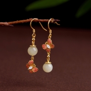 Natural Hetian Jade Butterfly Earrings for Women - Pure Silver Drop Earrings with Cloisonné, New Chinese - style Asymmetric Jewelry