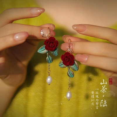 intage Earrings to Match Horse-Face Skirt Hanfu, 2025 New Trend Long Tassel Dangle Earrings, Festive Red Ear Accessories for Women