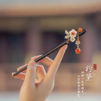 Ancient Chinese Style Red Agate beads Elegant Hair Stick for Women Girls Classical Wooden Hairpin Chinese Hair Accessories Jewelry