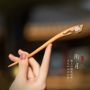 Ancient Chinese Style Elegant Glass Hair Stick for Women Girls Classical Hairpin Made Of Peach Wood Chinese - Style Hair Buns Jewelry